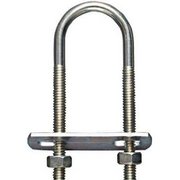 NATIONAL MFG/SPECTRUM BRANDS HHI U-Bolt with Mounting Plates, 1/4 in, 1-1/8 in Wd, 3-1/2 in Ht, Zinc Plated Steel N222-109